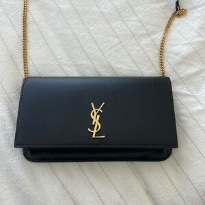 YSL CASSANDRE PHONE HOLDER IN SMOOTH LEATHER
